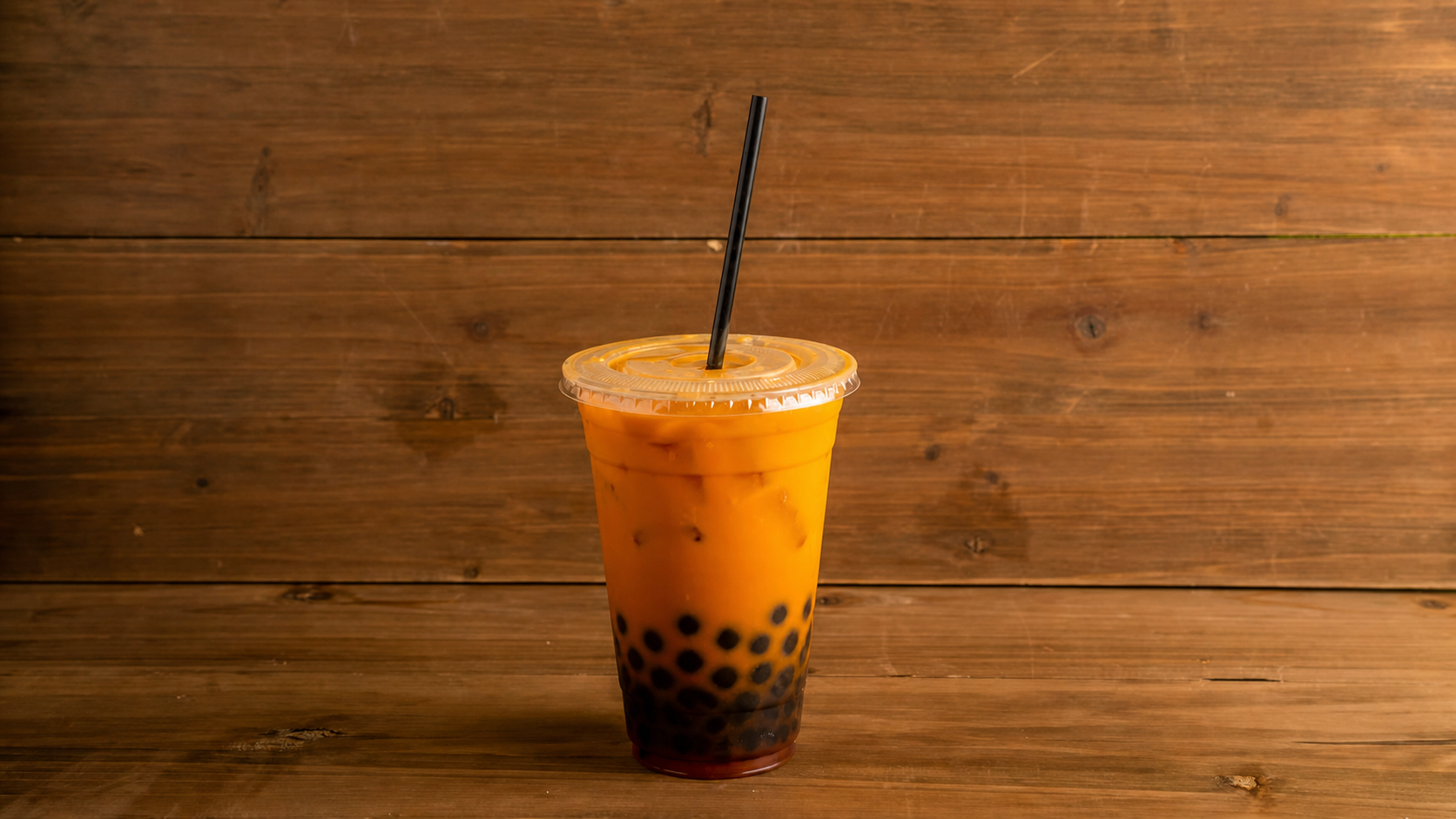 Iced Thai tea with tapioca pearls